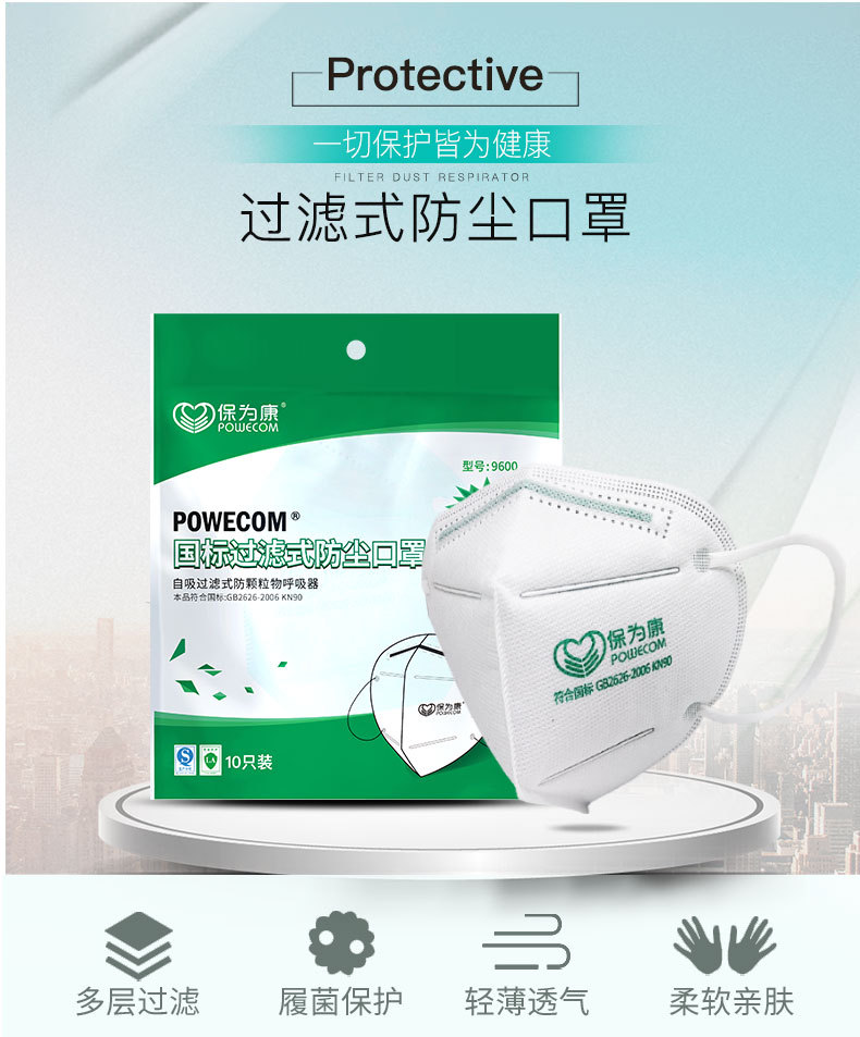 保為康9600過(guò)濾式防塵口罩圖片1