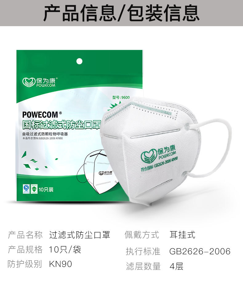 保為康9600過(guò)濾式防塵口罩圖片7