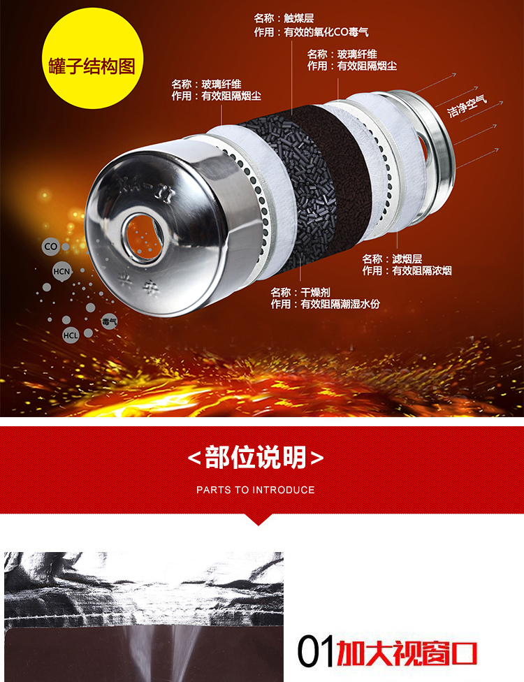 星工XGTS-2過(guò)濾式自救硅膠防毒面具圖片3