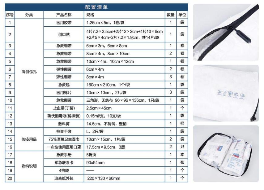 藍(lán)帆醫(yī)療CZ-DS001迪森紙款車載急救包圖片