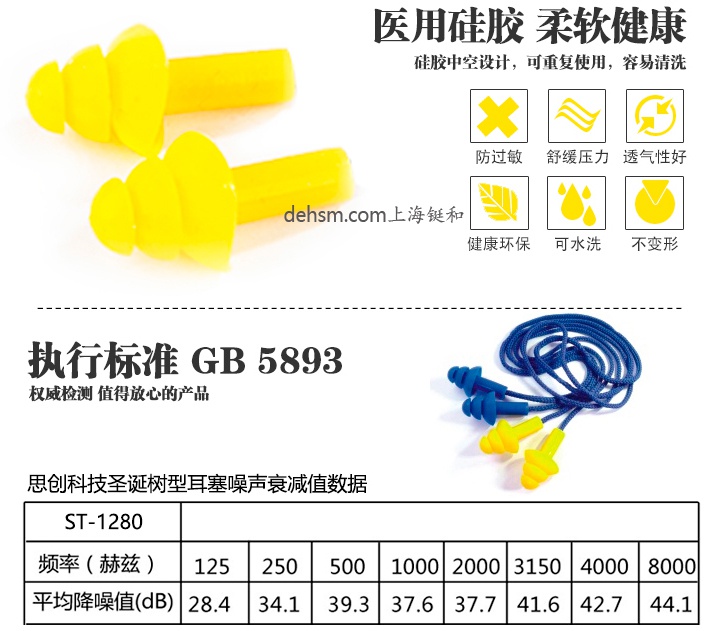 思創(chuàng)ST-1280防噪音耳塞采用醫(yī)用硅膠材質
